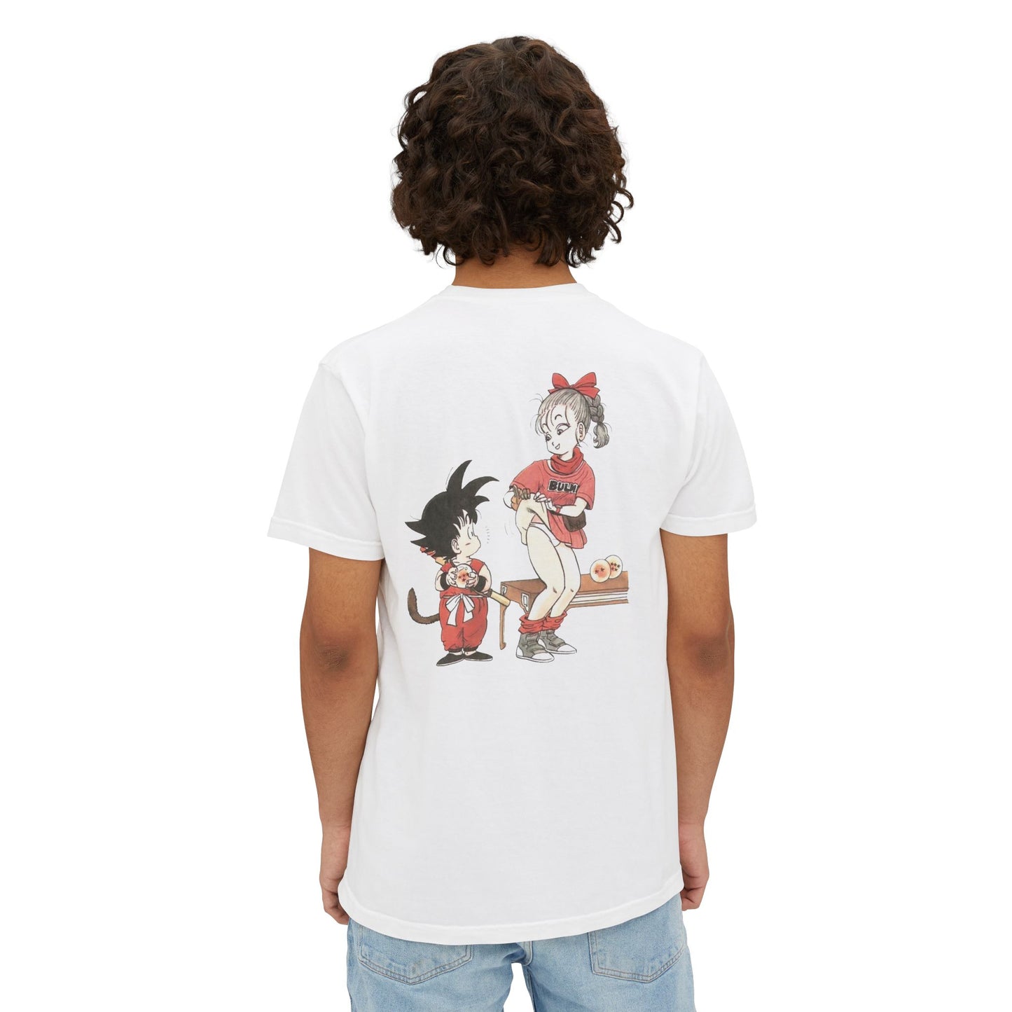 1980s Dragon Ball Bulma with Goku Unisex Heavy 100% Cotton T-Shirt