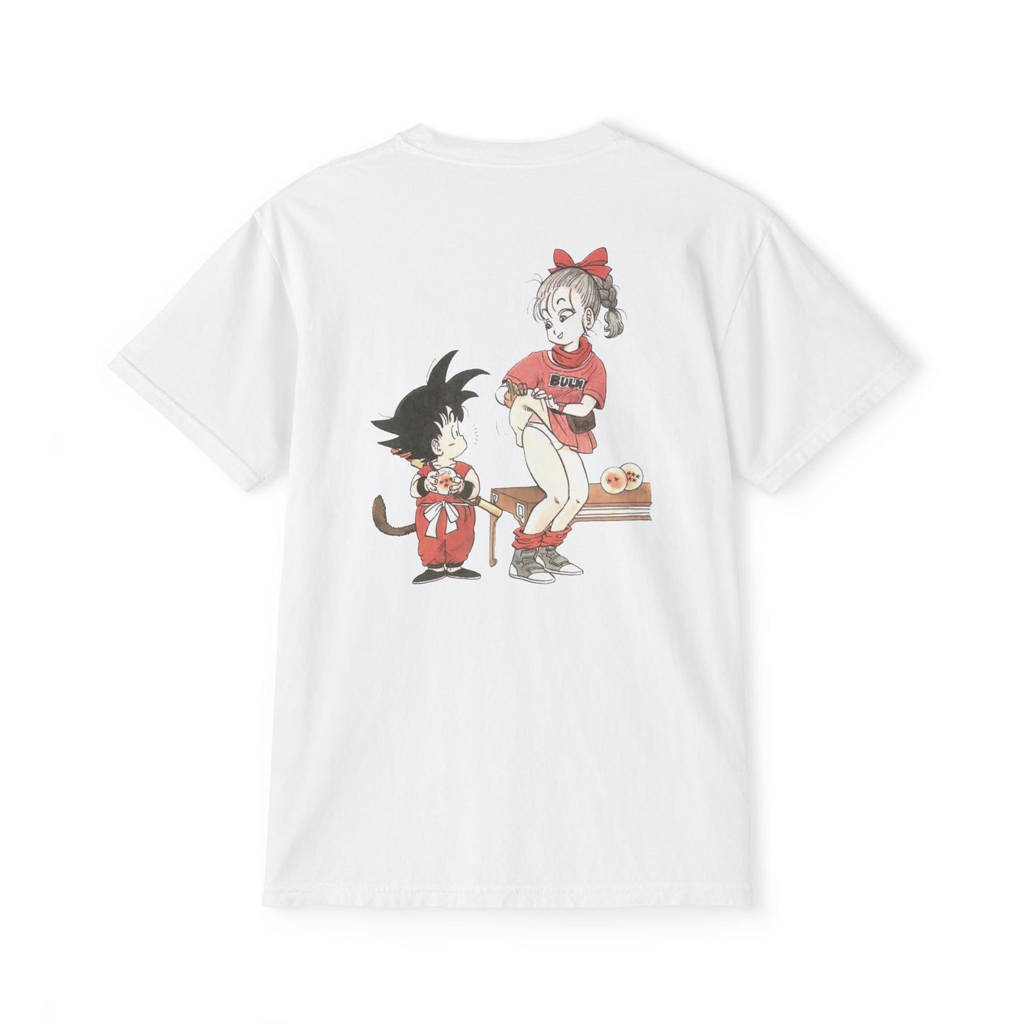 1980s Dragon Ball Bulma with Goku Unisex Heavy 100% Cotton T-Shirt
