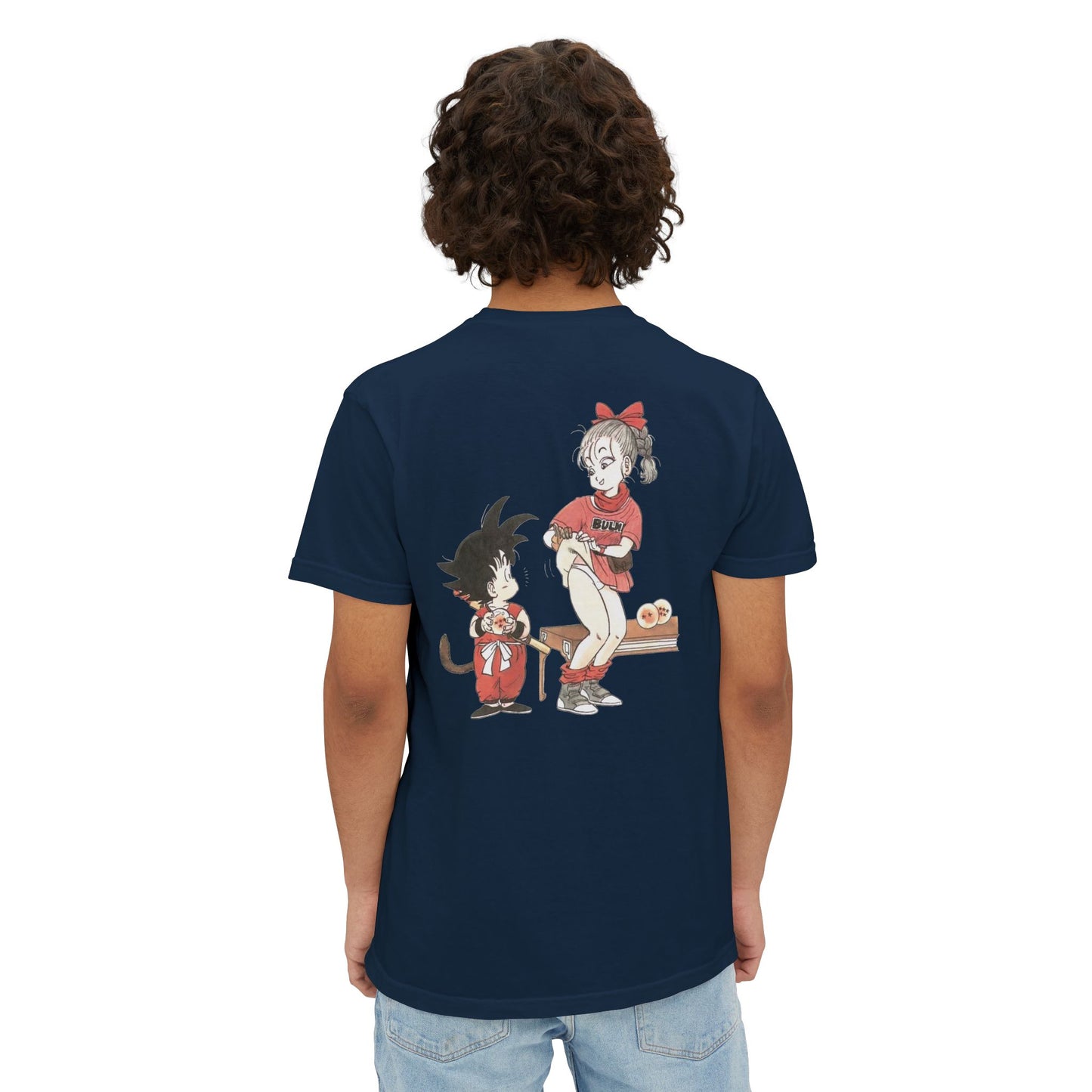 1980s Dragon Ball Bulma with Goku Unisex Heavy 100% Cotton T-Shirt