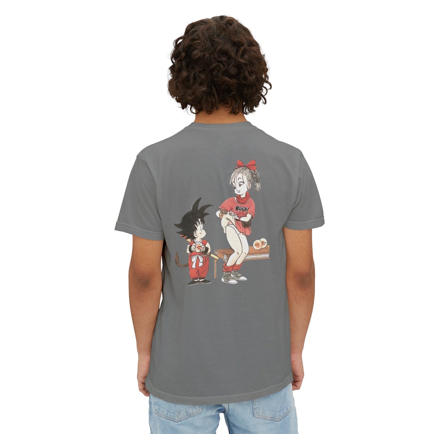 1980s Dragon Ball Bulma with Goku Unisex Heavy 100% Cotton T-Shirt