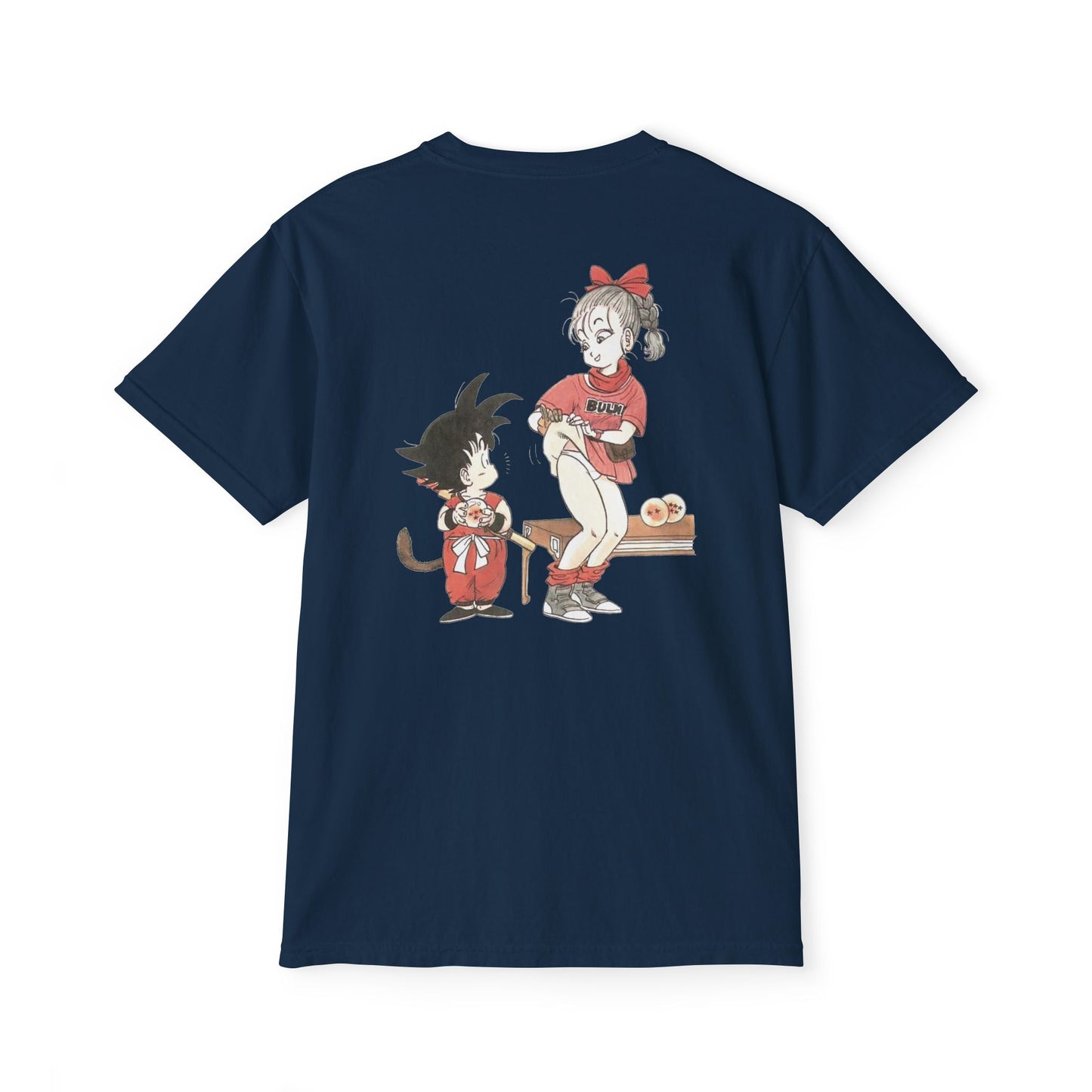 1980s Dragon Ball Bulma with Goku Unisex Heavy 100% Cotton T-Shirt