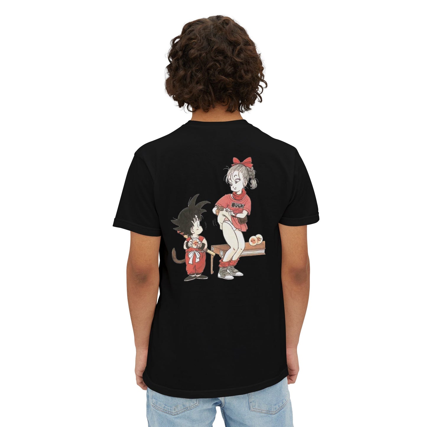 1980s Dragon Ball Bulma with Goku Unisex Heavy 100% Cotton T-Shirt
